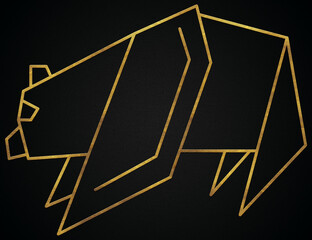 Polygonal geometric walking bear with golden effect