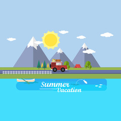 Summer Vacation Illustration Background
