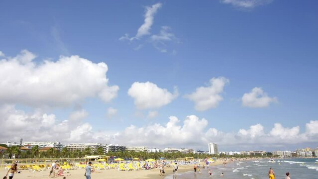 Salou beach timelapse in spain