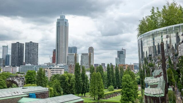 Rotterdam skyline museumpark time lapse