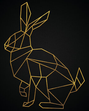 Polygonal geometric Rabbit with golden effect © Aakash