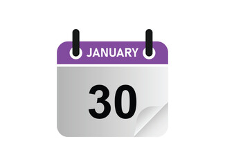 30th January calendar icon. January 30 calendar Date Month. eps 10.
