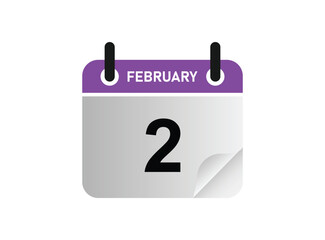 2th February calendar icon. February 2 calendar Date Month icon vector illustrator.