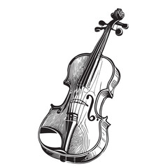Violin retro hand drawn sketch illustration Musical instrument © BigJoy