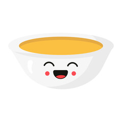 Vector illustration of a soup kawaii style. Japanese asian traditional food