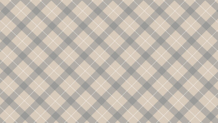 Grey diagonal checkered seamless pattern in beige background