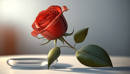 Beautiful fresh red rose isolated, generative AI.