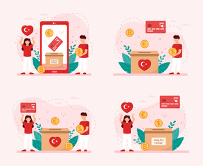 Turkey earthquake, donation concept. Vector illustration in a flat style.