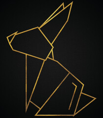 Polygonal geometric Rabbit with golden effect