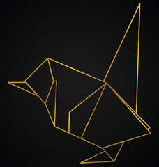 Polygonal geometric Bird with golden effect