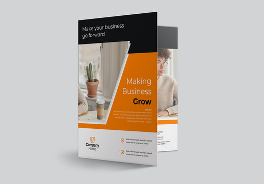 Orange Presentation Folder Layout with Editable Elements