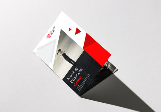 Presentation Folder Layout with Abstract Elements and Red Accents
