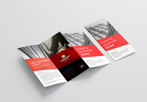 Red Trifold Brochure Layout with Editable Elements