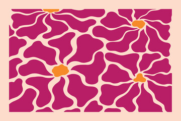 Floral abstract hand drawn background with trendy colourful style