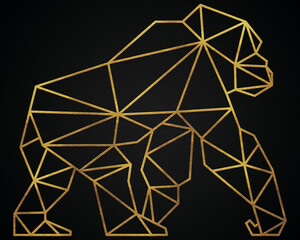 Polygonal geometric gorilla with golden effect