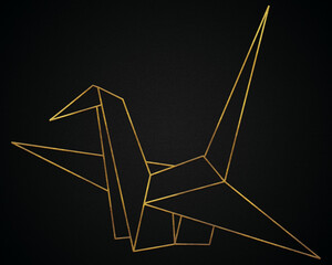 Polygonal geometric crane with golden effect
