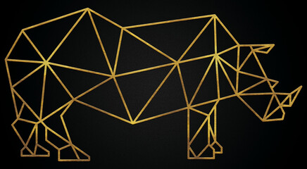 Polygonal geometric rhinos with golden effect