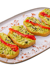 bruschetta with avocado sesame and seeds