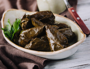 Dolma cabbage rolls grape leaves with filling