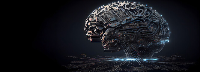 AI technology-powered future  technology Brain concept, Generative AI