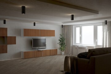Modern interior design. 3D illustration