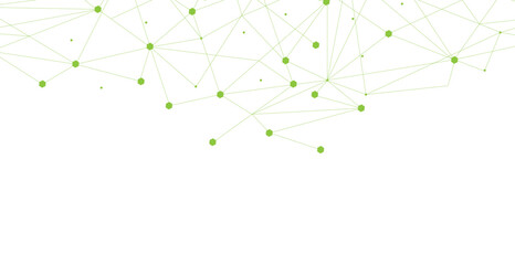 Green network. Abstract connection on white background. Network technology background with dots and lines for desktop. Ai system background. Abstract data concept. Line background, network technology