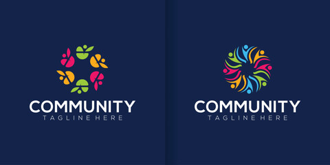 Abstract People symbol, togetherness and community concept design, creative hub, social connection icon, template and logo set