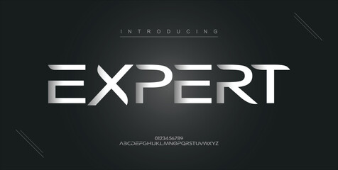 Expert digital modern alphabet new font. Creative abstract urban, futuristic, fashion, sport, minimal technology typography. Simple vector illustration with number