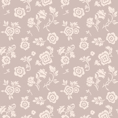 Vector creative hand-drawn abstract seamless pattern of stylized light colors on a light brown background.