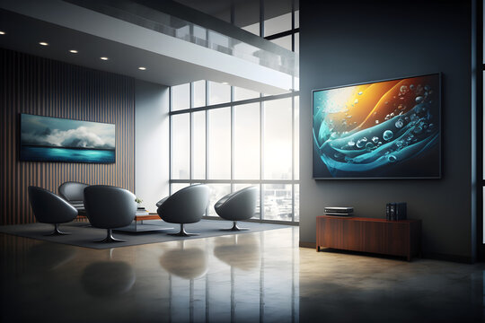 Business settings, corporate branding, office interiors, and technology-related visuals indoor design - Generated by Generative AI