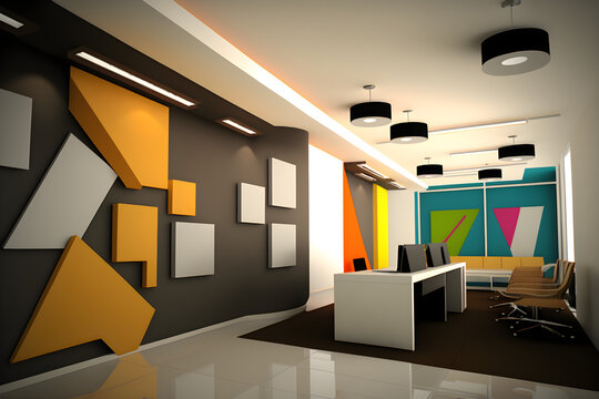 Business settings, corporate branding, office interiors, and technology-related visuals indoor design - Generated by Generative AI