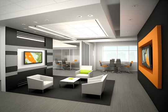 Business settings, corporate branding, office interiors, and technology-related visuals indoor design - Generated by Generative AI