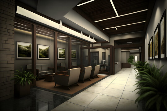 Business settings, corporate branding, office interiors, and technology-related visuals indoor design - Generated by Generative AI