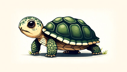 Fototapeta premium Funny cute cartoon turtle isolated, generative AI.