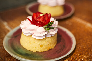 Close up Of Fresh Strawberry Fruit Cake