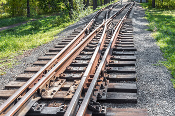 Fototapeta premium The old operating railway in the city park