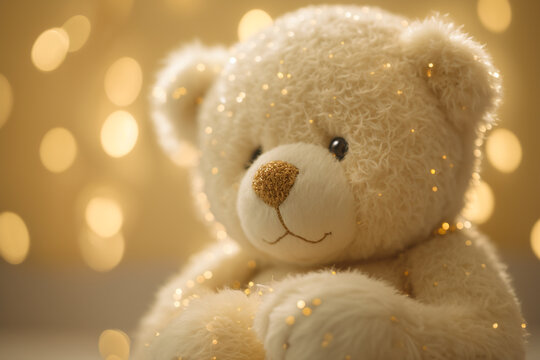 bear on a background of shiny bokeh lights Generative AI