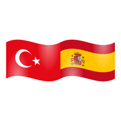 National flags of Turkiye and Spain
