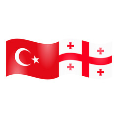 National flags of Turkiye and Georgia