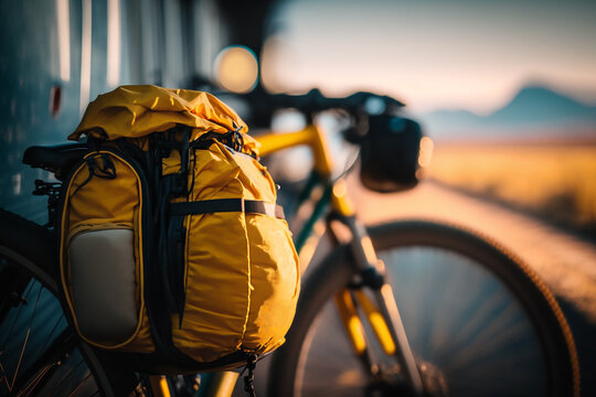 bike cycle trip bag packing Generative AI