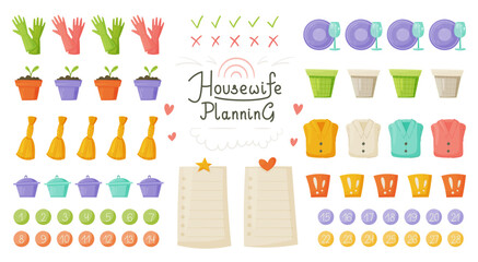 Big Housewife Planning Set. Planning for cleaning.