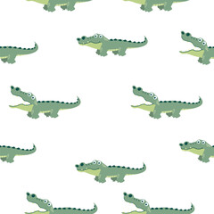 Cute crocodile  animals seamless pattern background