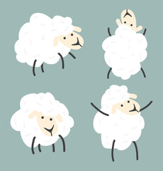 Cute white little sheep doodle set