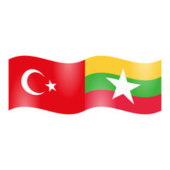 National flags of Turkiye and Myanmar