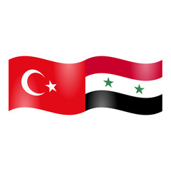 National flag of Turkiye and Syria