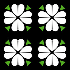 Fototapeta premium White flowers,heart seamless pattern on black background. Concept wallpaper,textiles for your business.