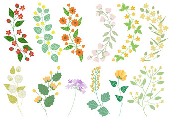 花のイラスト素材 あしらい 装飾 セット