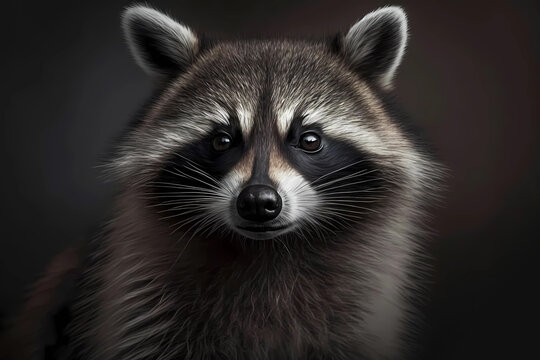 Raccoon portrait. Generative ai design.