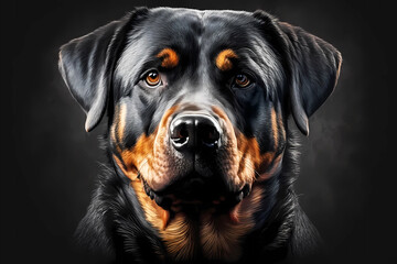 Fototapeta premium Rottweiler dog portrait. Generative ai design.