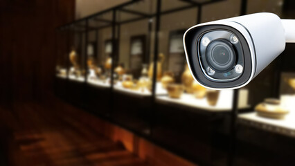 CCTV Camera Operating inside an art gallery or museum.